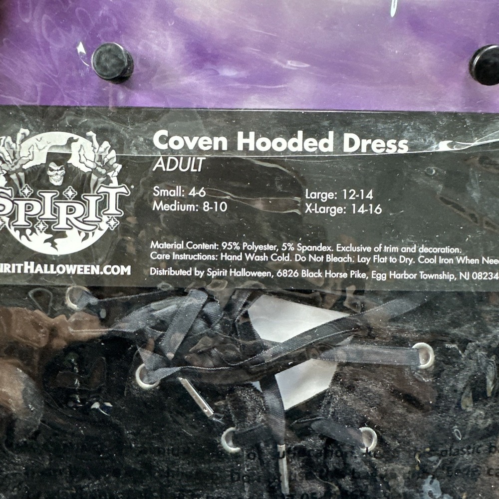 Spirit Halloween Coven Hooded Witches Dress Goth Costume (size Small) NEW - Picture 3 of 6